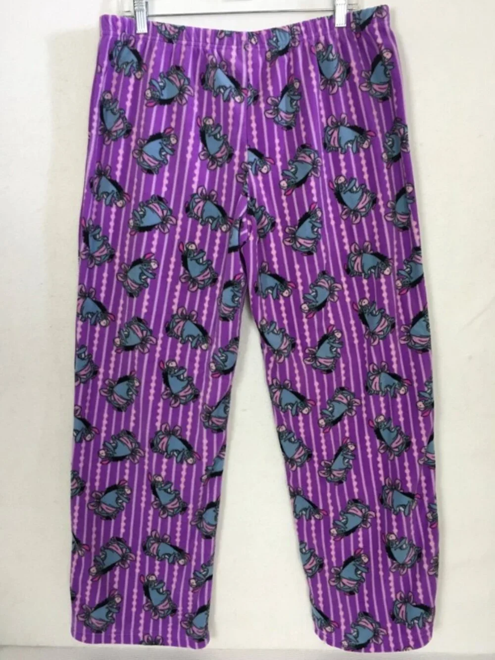 Disney Pajama Bottoms Size XL 2 Shades of Purple Stripe with Blue Eeyore - Picture 2 of 14